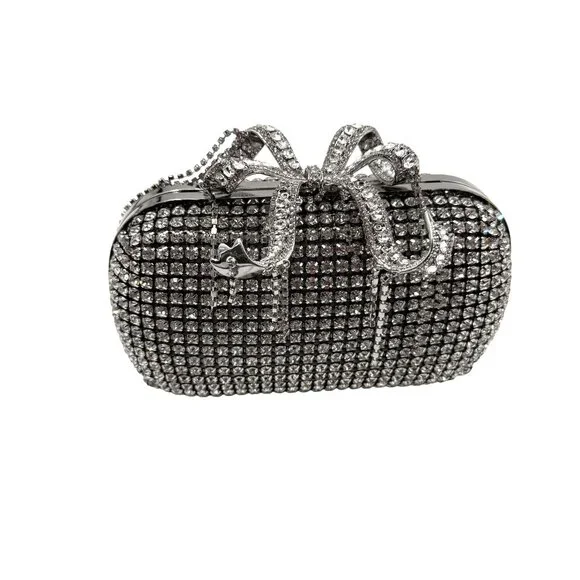 Self-Portrait Crystal Embellished Clutch With Bow Detail - Picture 4 of 13
